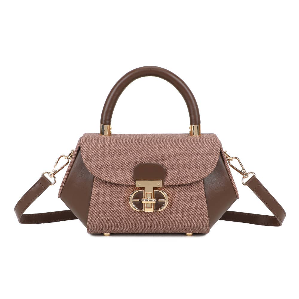 Bolsa Léa Gallantry com design estruturado em couro sintético e tecido texturizado