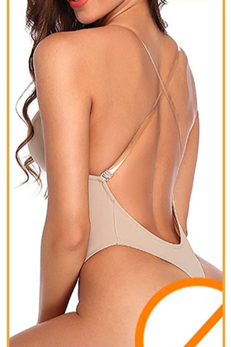 Body string com costas abertas e alças transparentes/