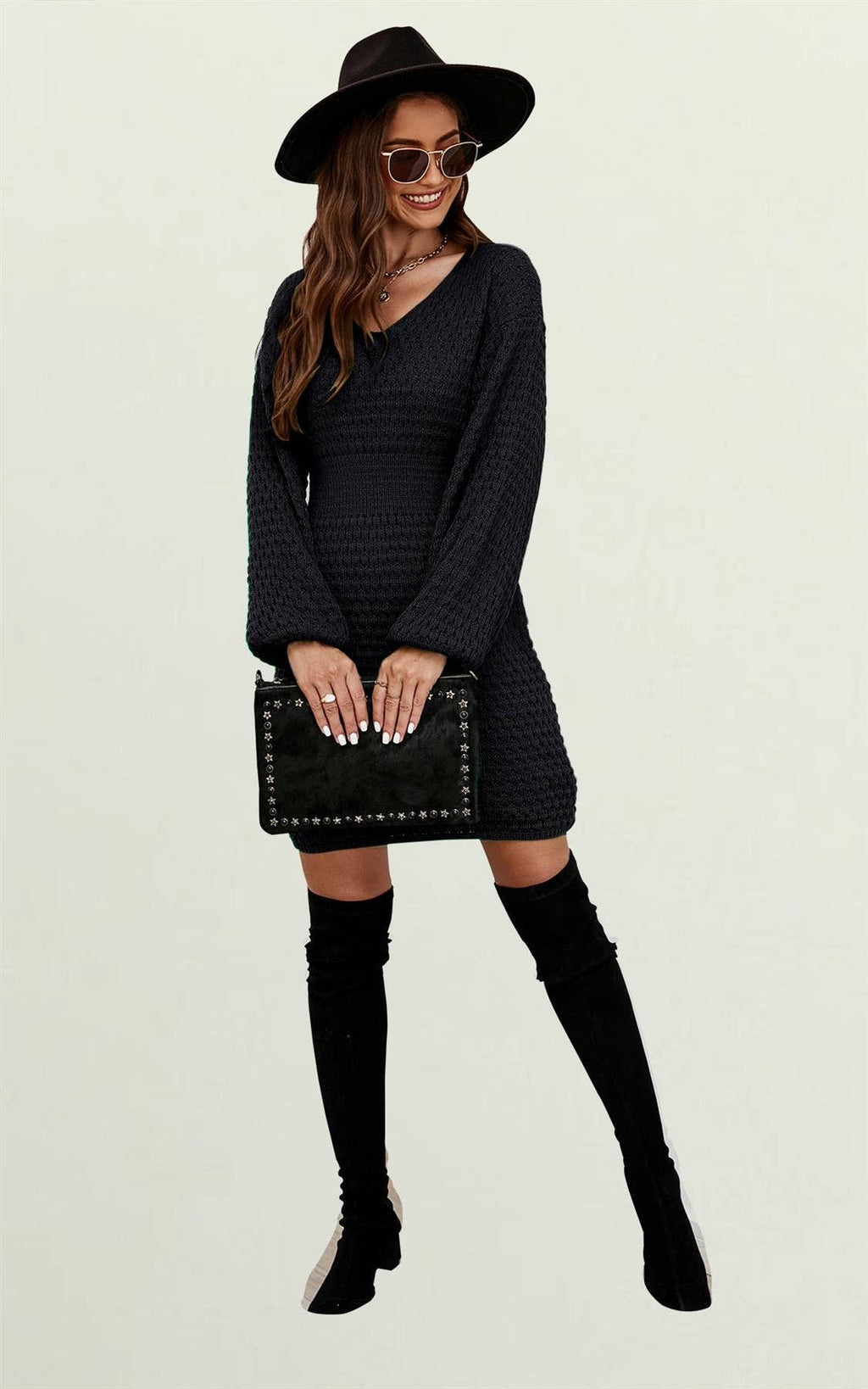 Vestido Mini Jumper em Preto