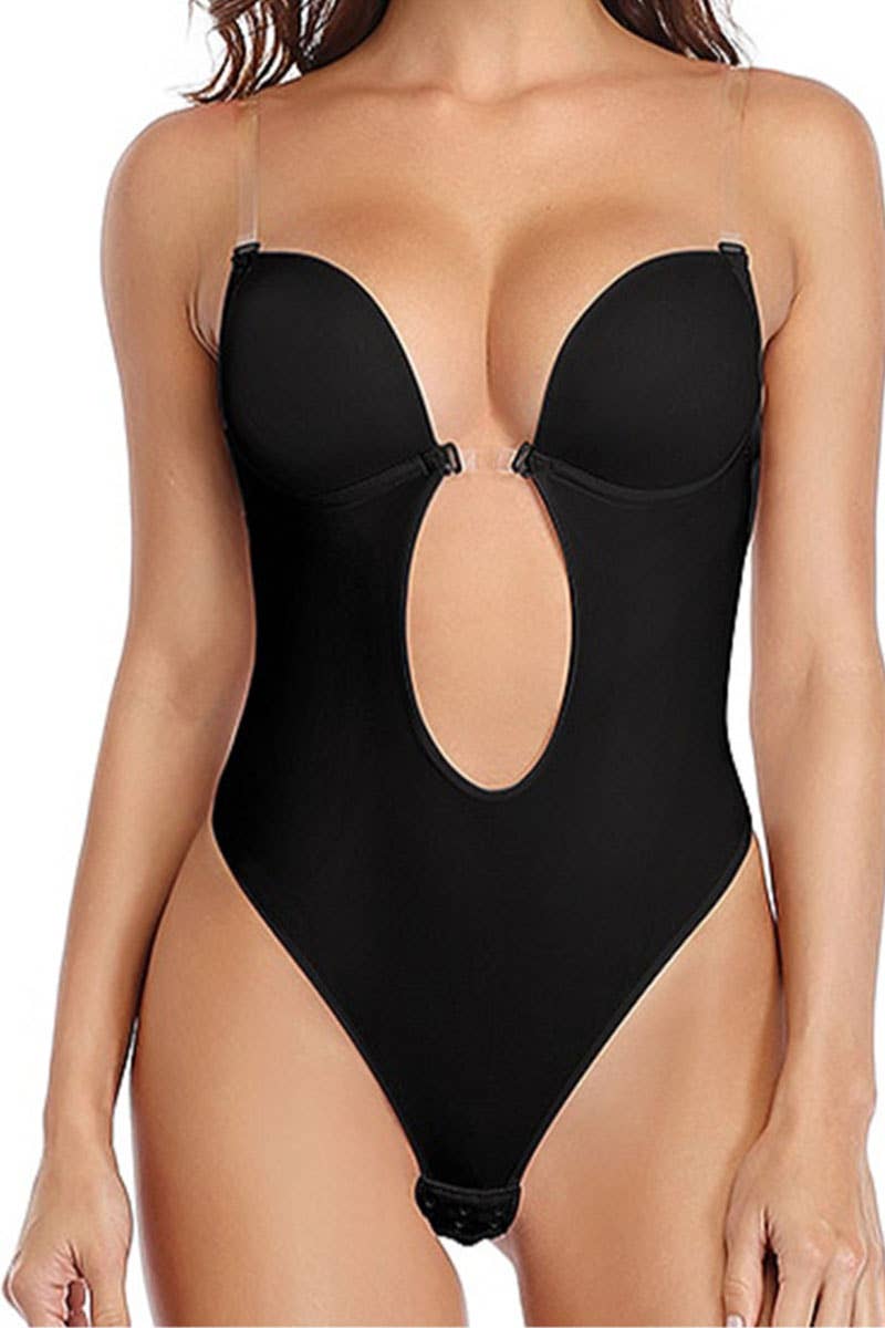 Body string com costas abertas e alças transparentes/