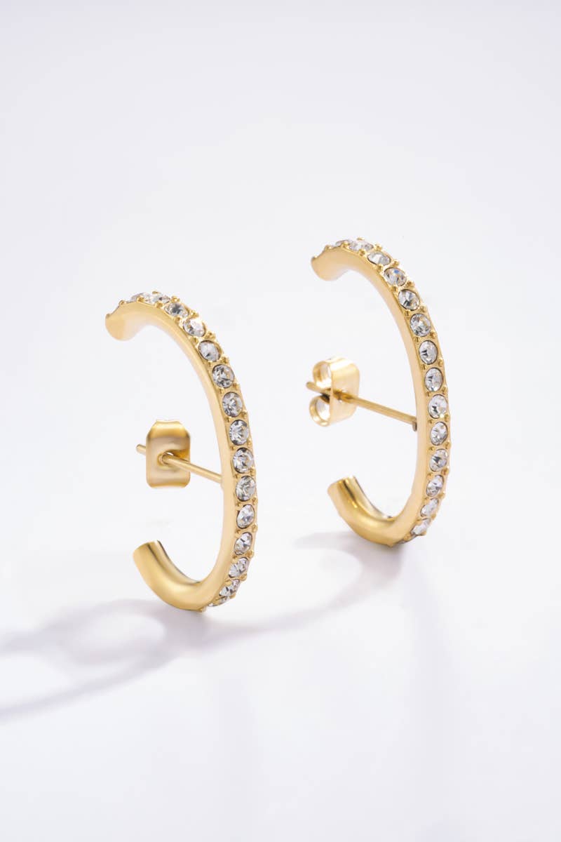 Brincos de aço inoxidável com strass