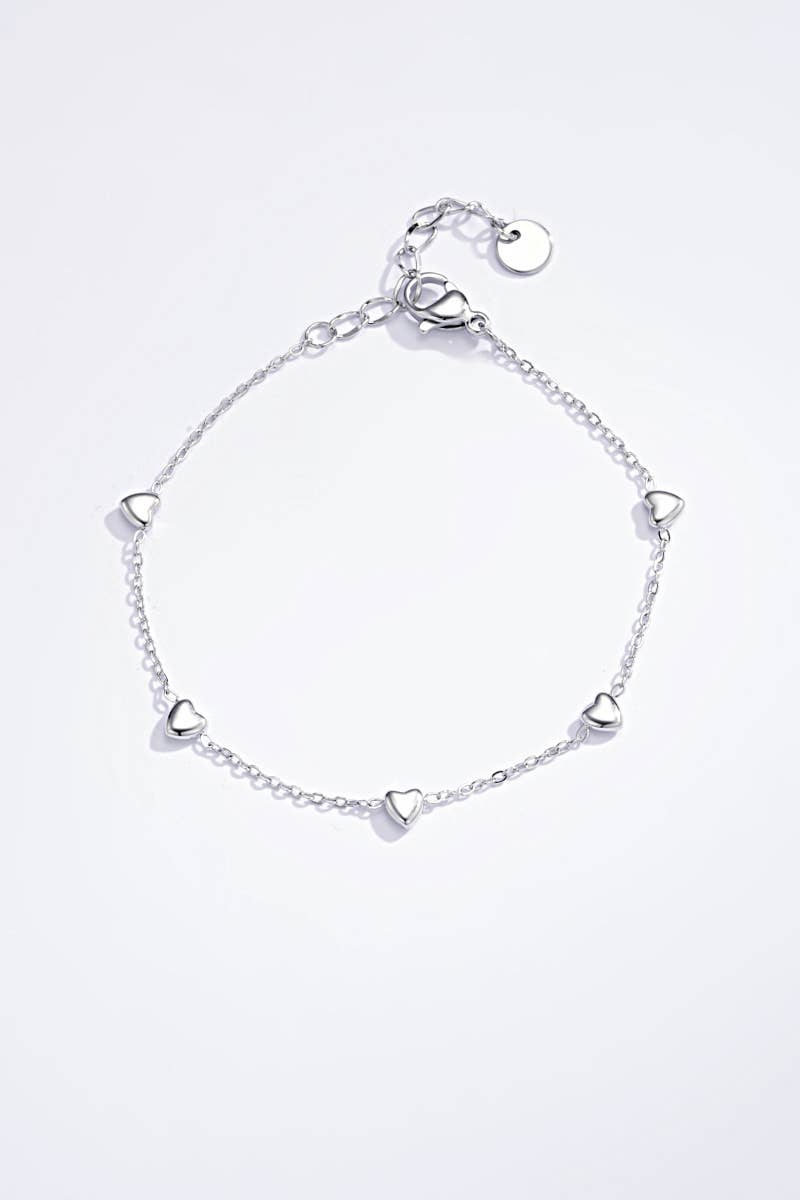 Pulseira de aço inoxidável com pingente de coração