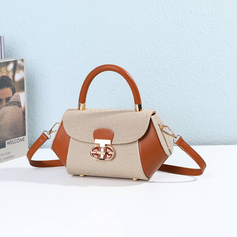 Bolsa Léa Gallantry com design estruturado em couro sintético e tecido texturizado