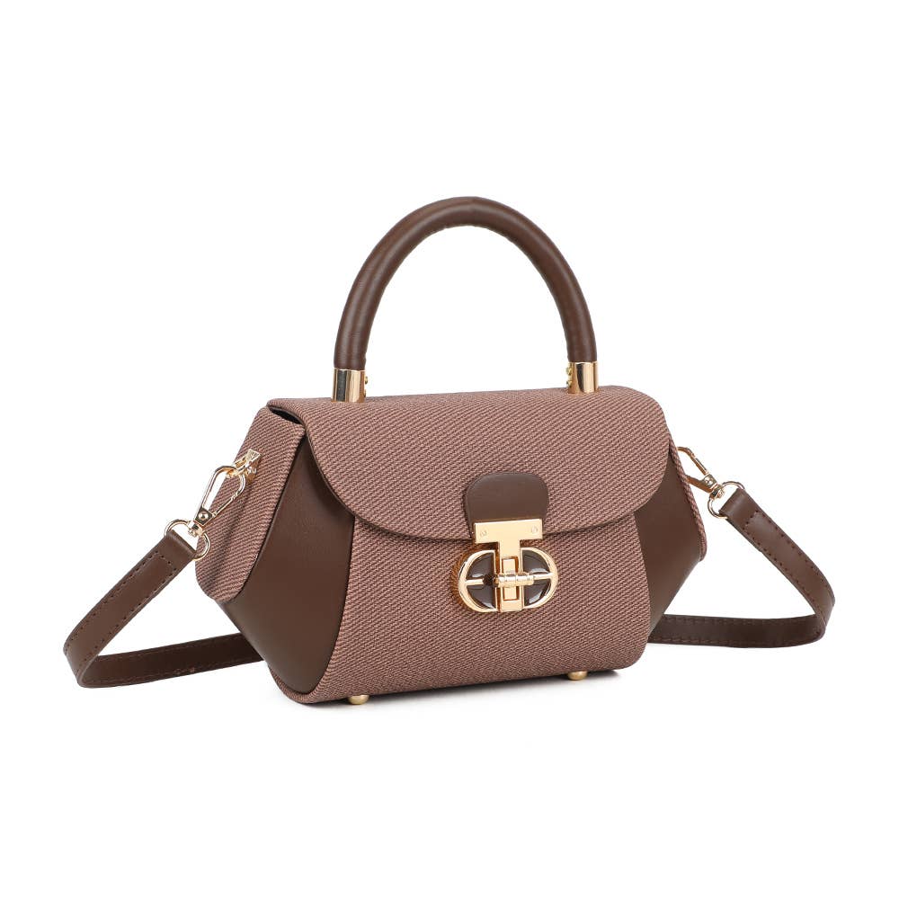 Bolsa Léa Gallantry com design estruturado em couro sintético e tecido texturizado