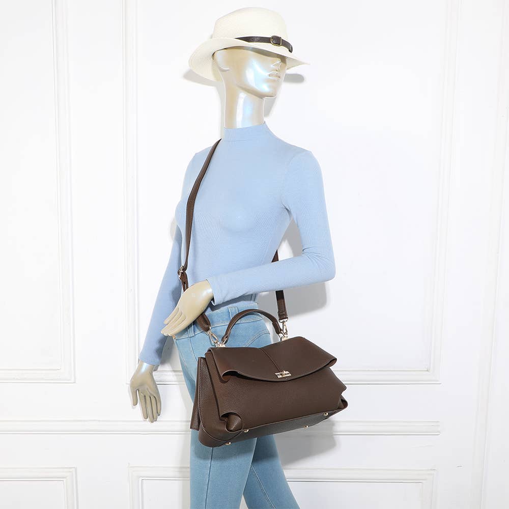 The Eloquent bolsa estruturada com design refinado e fechamento dourado