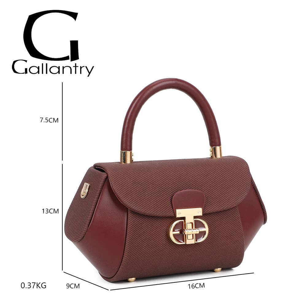 Bolsa Léa Gallantry com design estruturado em couro sintético e tecido texturizado