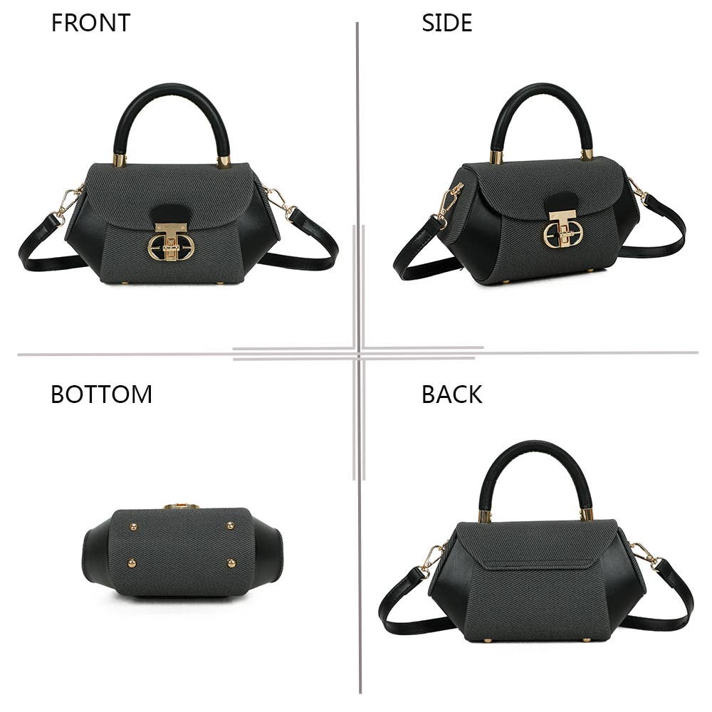 Bolsa Léa Gallantry com design estruturado em couro sintético e tecido texturizado