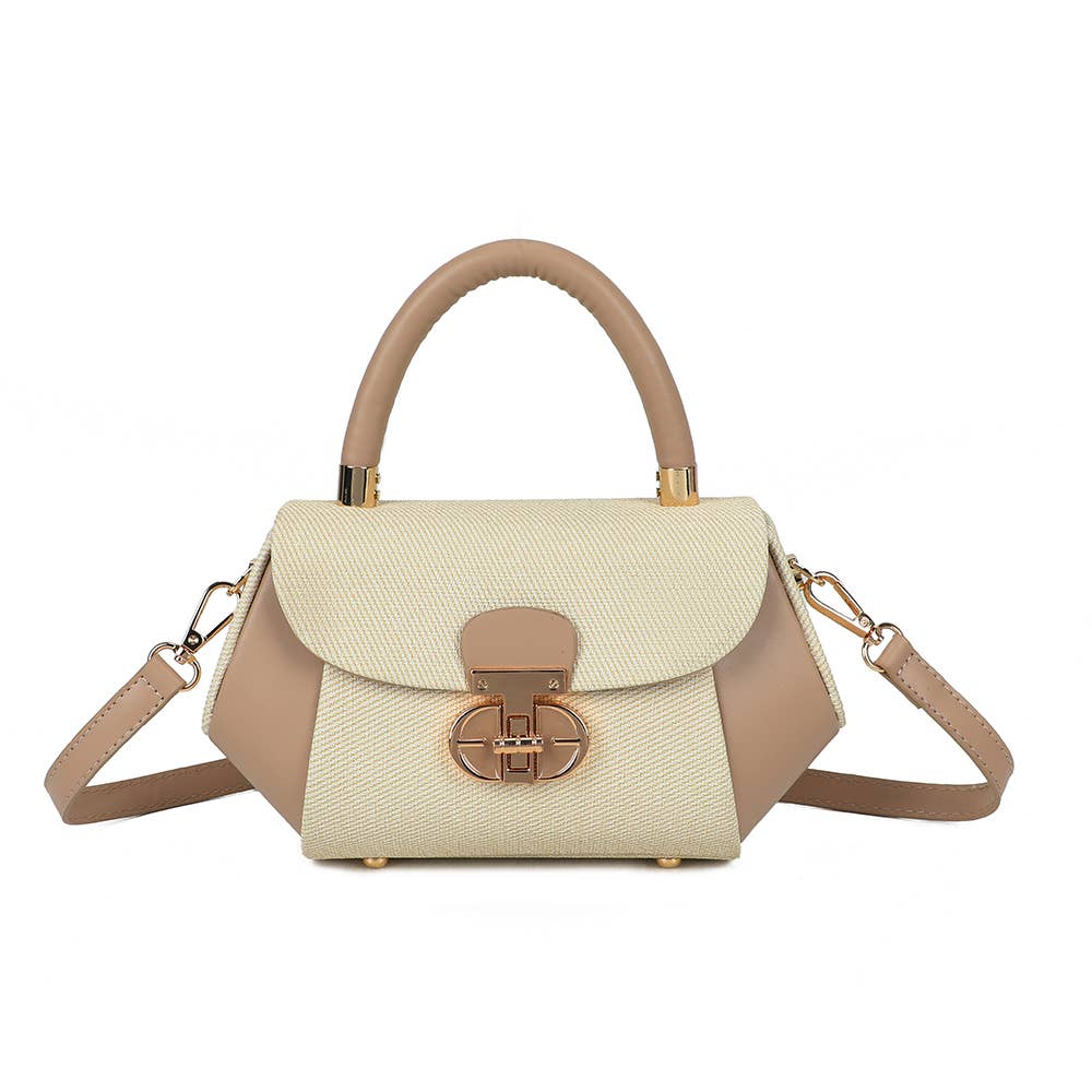 Bolsa Léa Gallantry com design estruturado em couro sintético e tecido texturizado