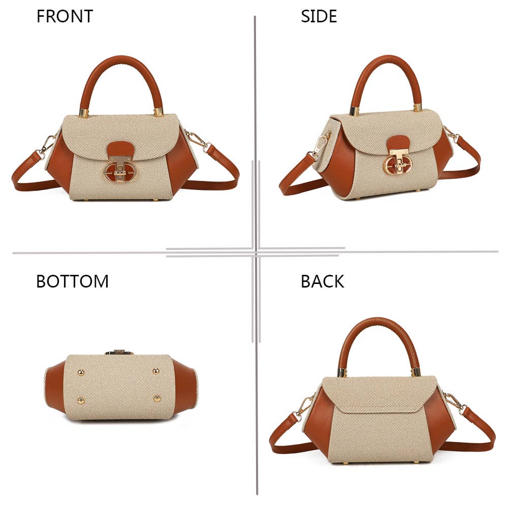 Bolsa Léa Gallantry com design estruturado em couro sintético e tecido texturizado