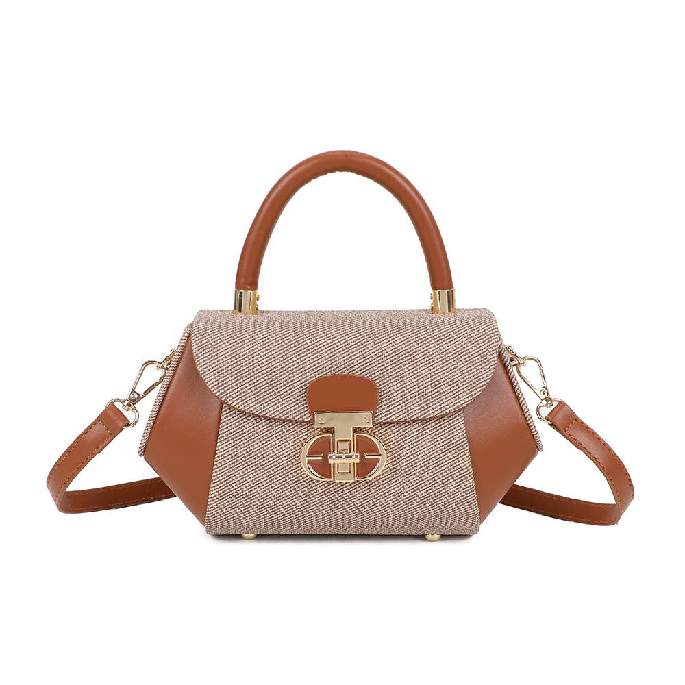 Bolsa Léa Gallantry com design estruturado em couro sintético e tecido texturizado