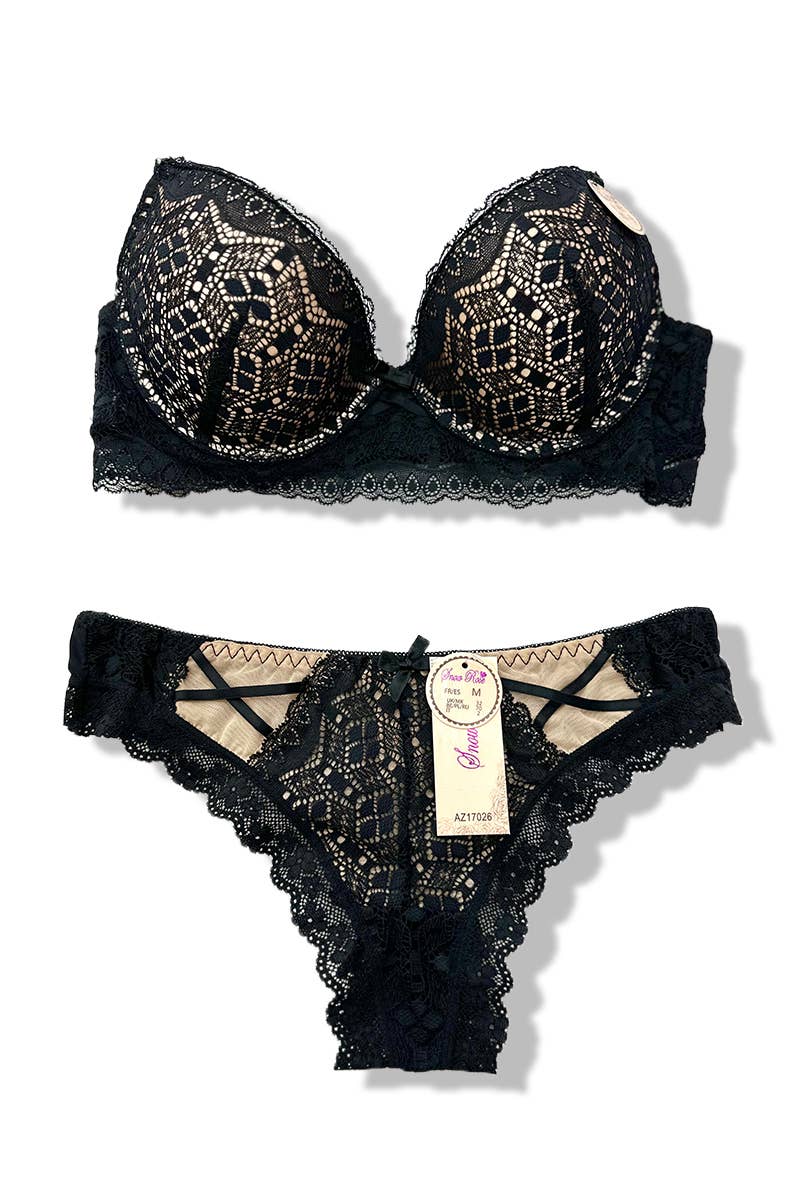 Conjunto de sutiã com aro e bojo + calcinha fio dental