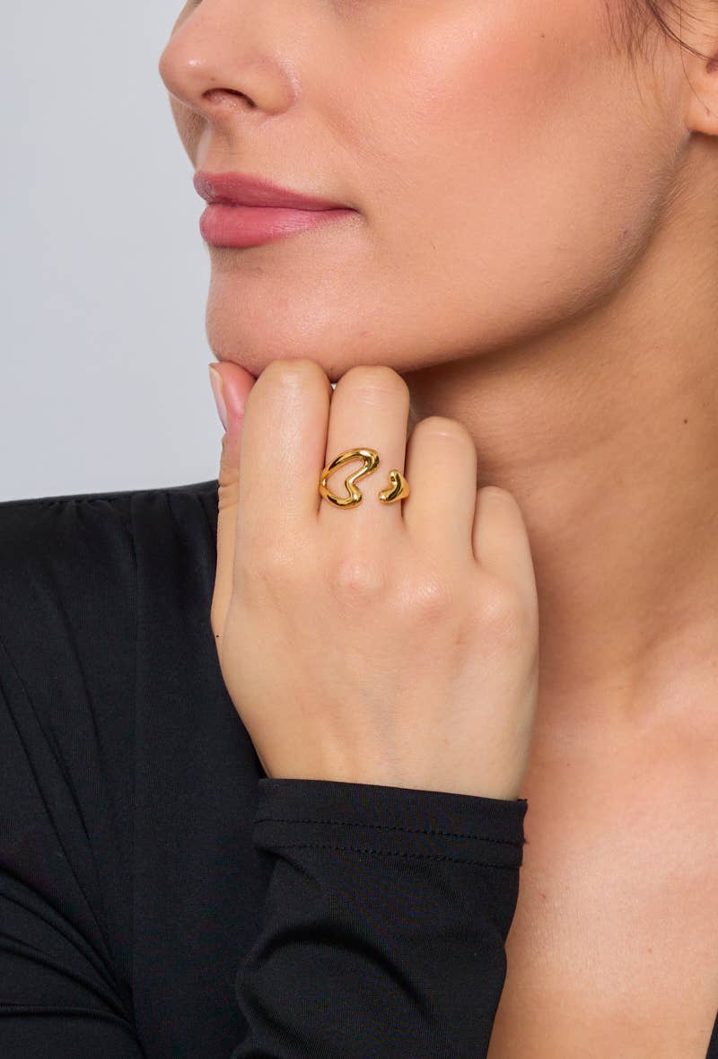 Anel de aço inoxidável com design de coração