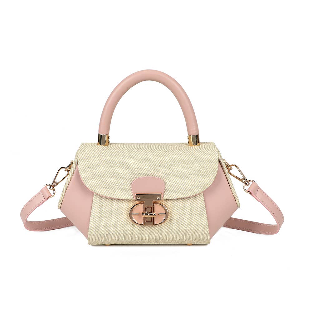 Bolsa Léa Gallantry com design estruturado em couro sintético e tecido texturizado