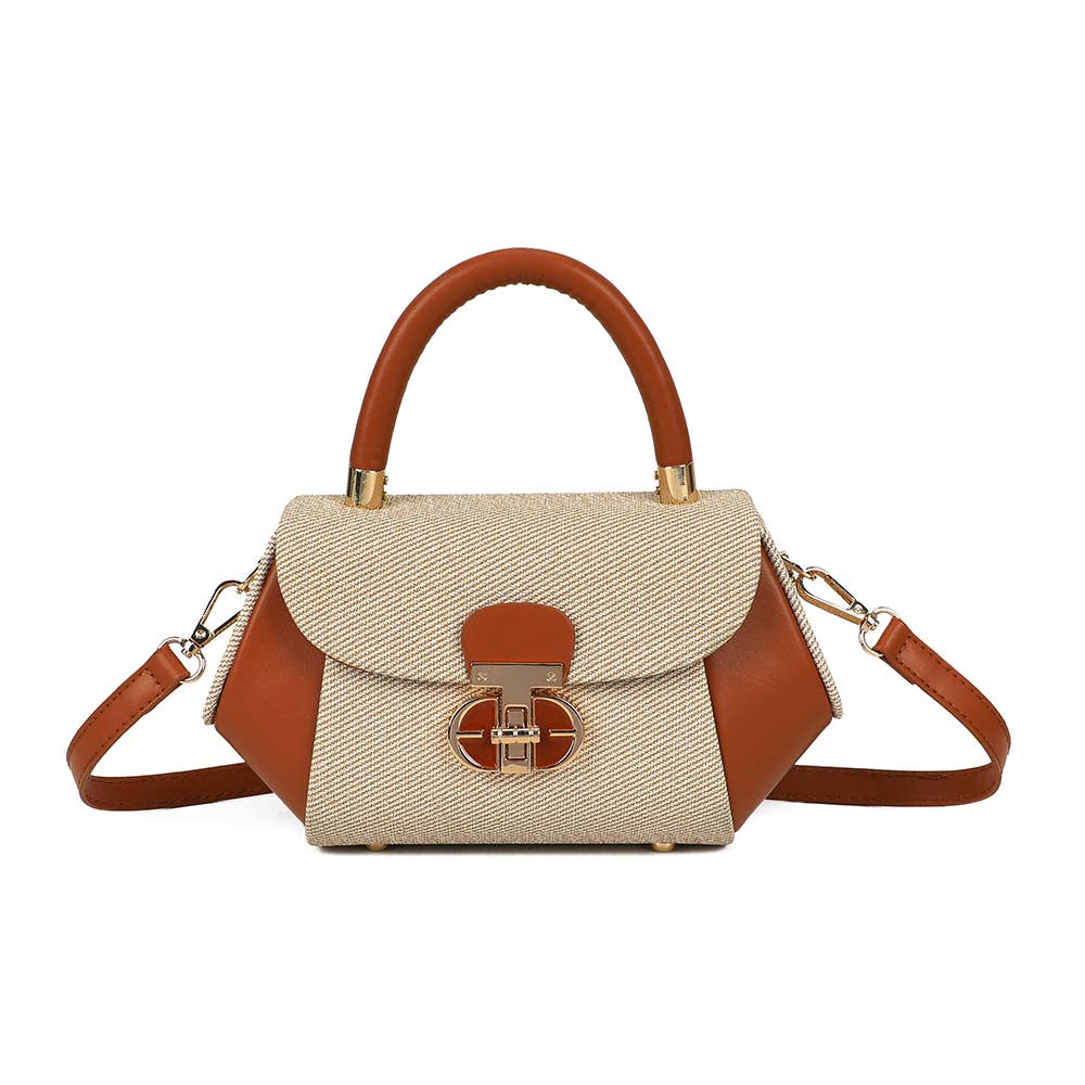 Bolsa Léa Gallantry com design estruturado em couro sintético e tecido texturizado