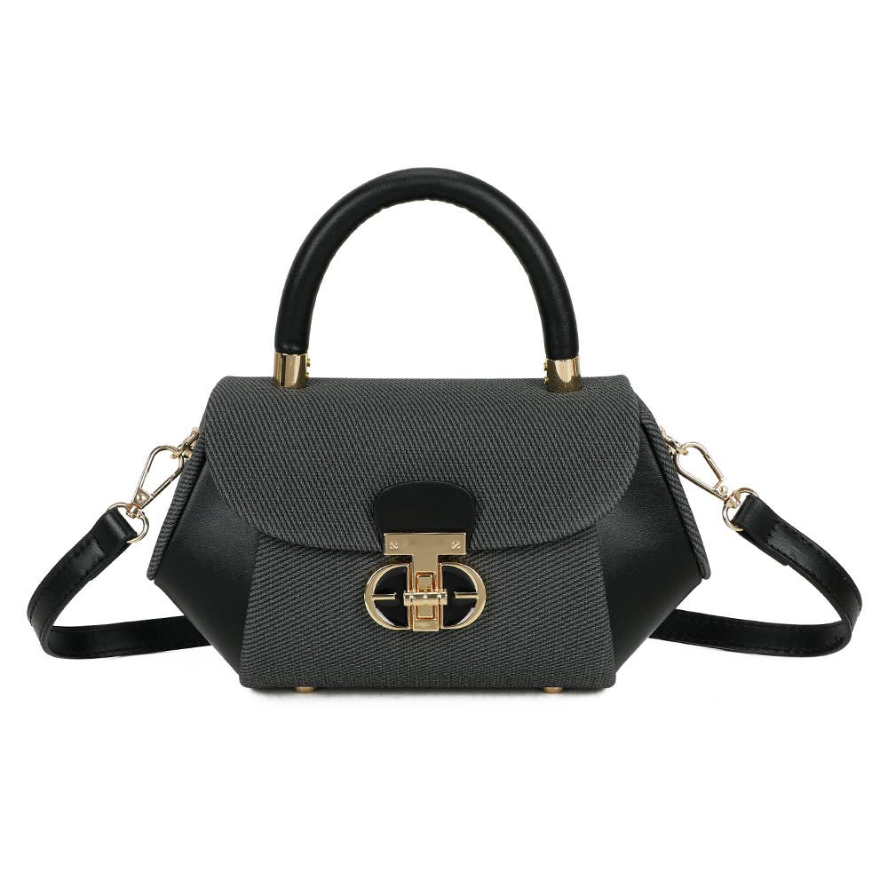 Bolsa Léa Gallantry com design estruturado em couro sintético e tecido texturizado