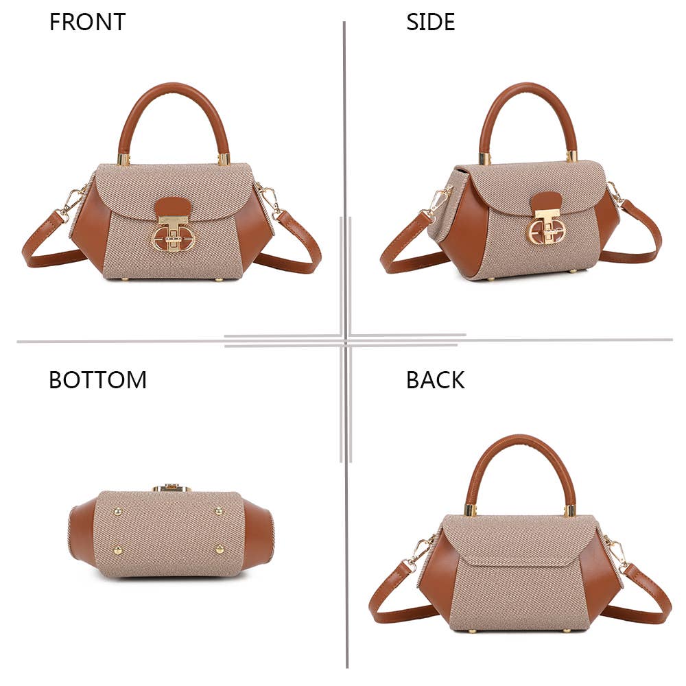 Bolsa Léa Gallantry com design estruturado em couro sintético e tecido texturizado