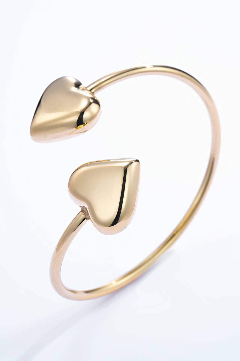 Pulseiras braceletes de aço inoxidável com duplo coração