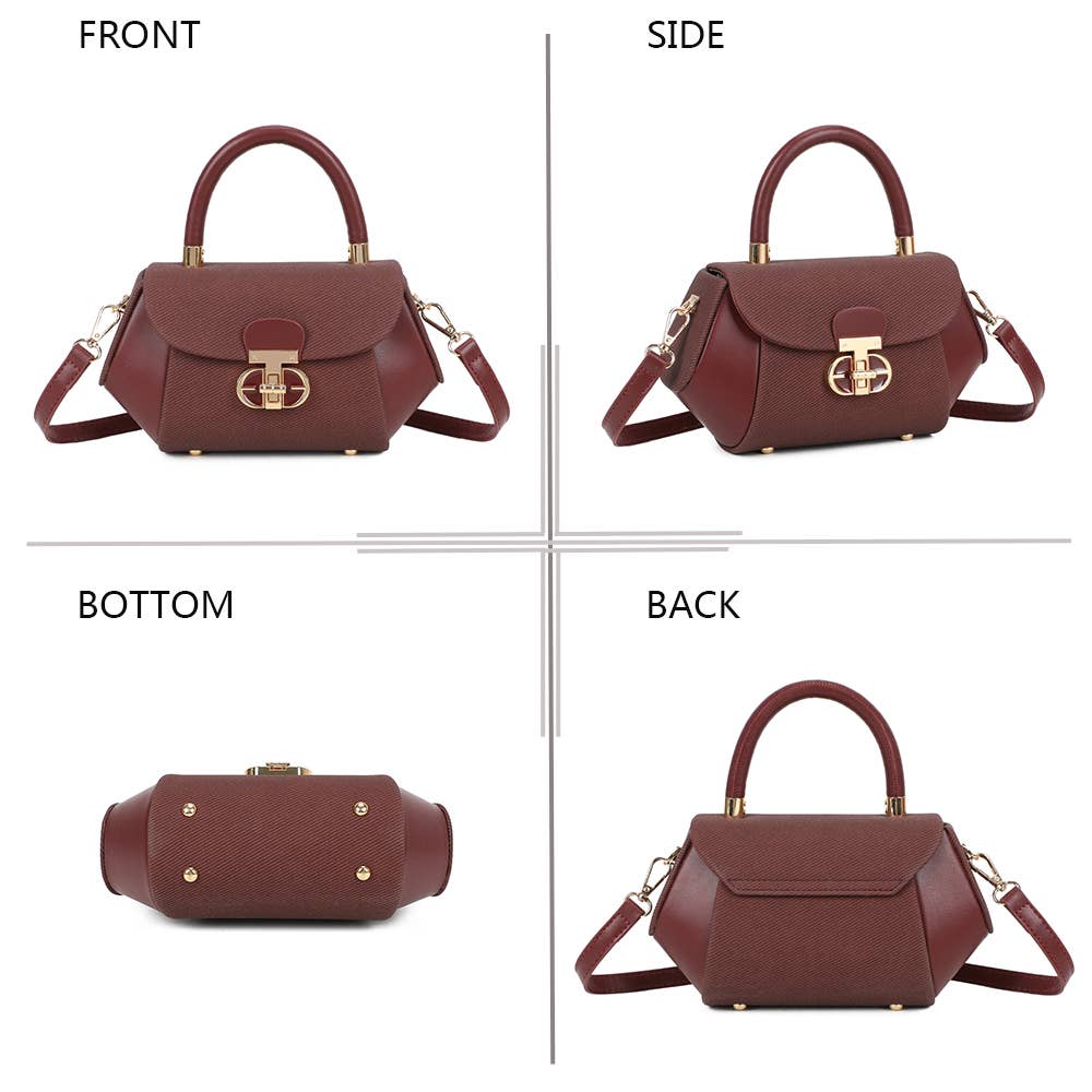 Bolsa Léa Gallantry com design estruturado em couro sintético e tecido texturizado